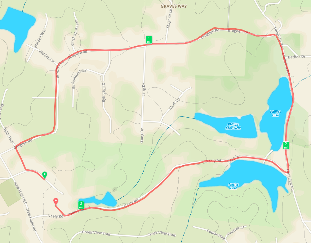 New Hope Harvest Classic 5K race route (as of 2015)