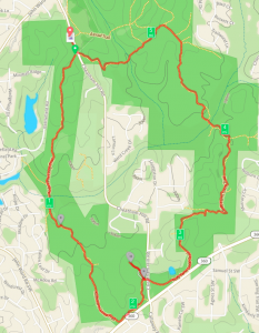 The actual route we followed on the Kolb Farm loop trail as tracked by the GPS