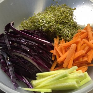 Vegetables ready for the nori rolls