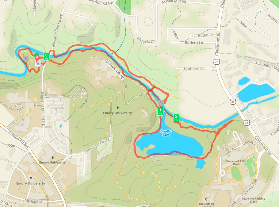Map of our Lullwater Preserve run